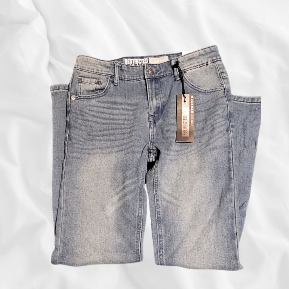 Restricted To All Slim Fit Jeans Childs Size 12 NWT Blue Denim Stretch